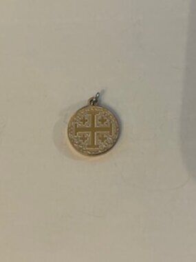 Jerusalem Cross Pendant Gold Tone | Christian Cross Charm | Round Medallion Reli